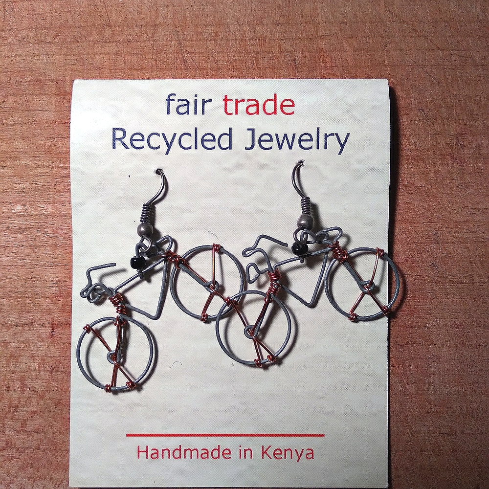 Recycled Material Bike Earrings